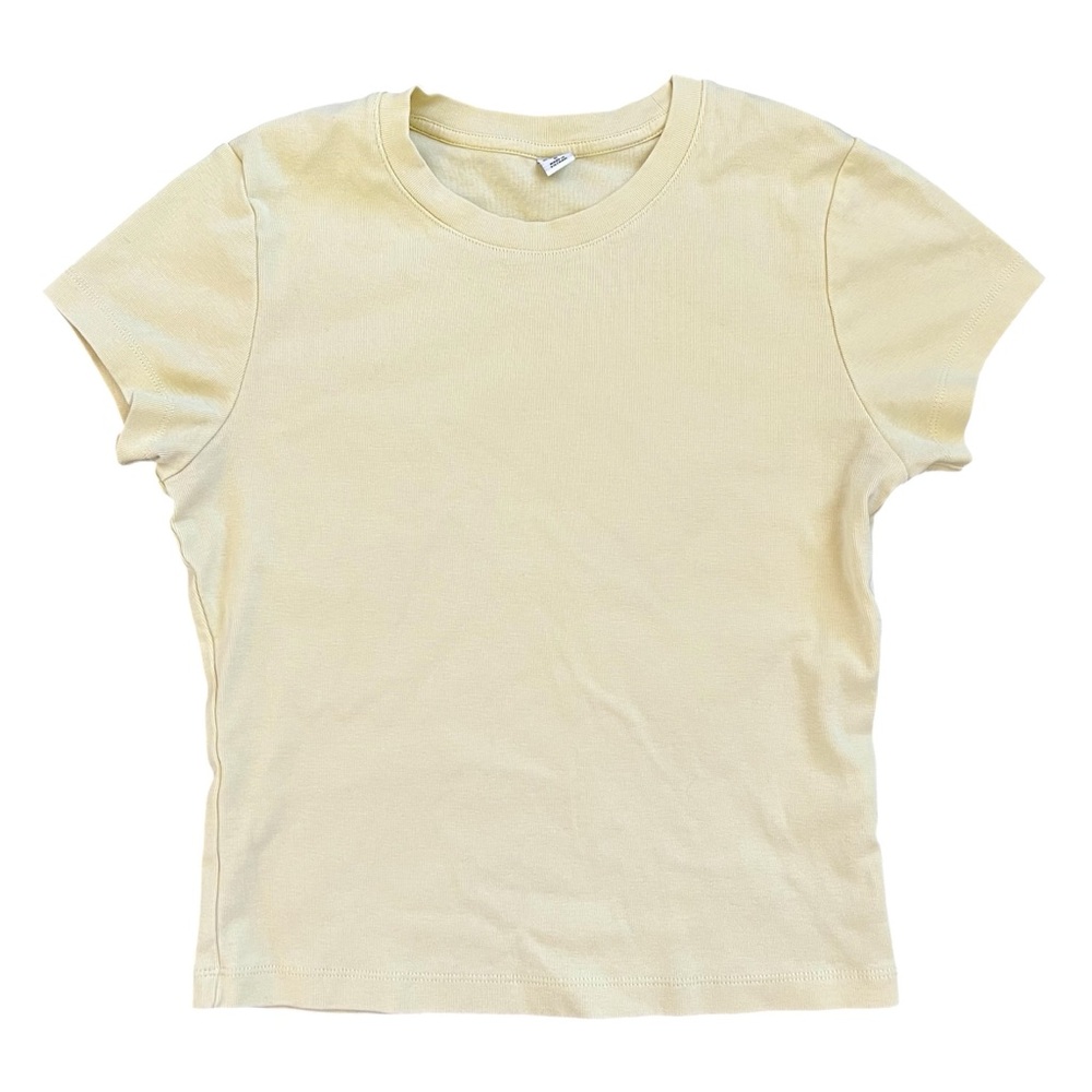 Uniqlo, Pastel Yellow Crop Top, Size Medium